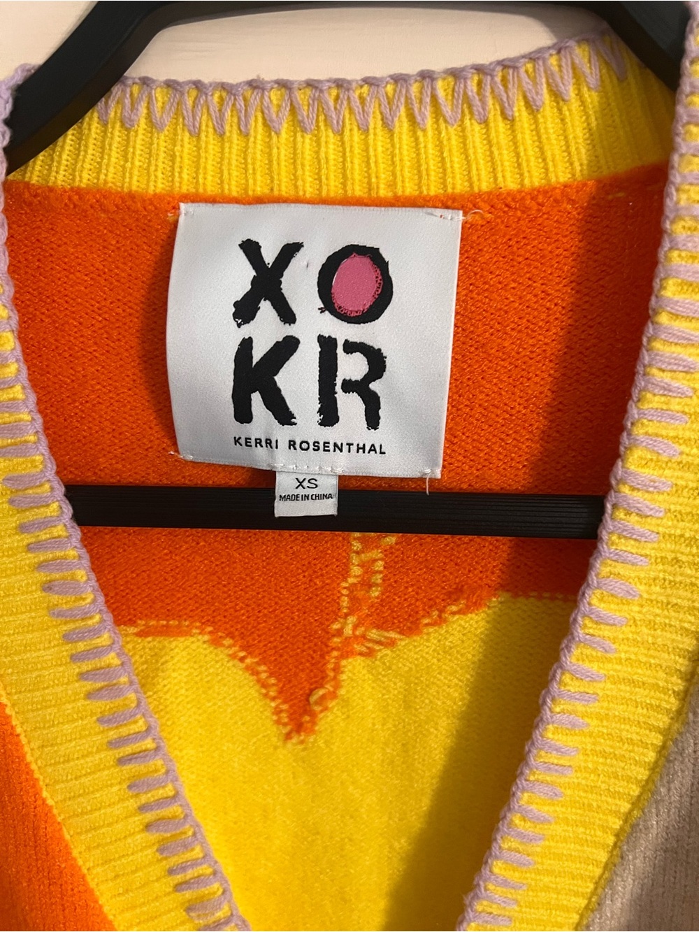 Kerri Rosenthal Color Block Cardigan Button Sweater sun vibrant tuckernuck xs - Picture 3 of 4